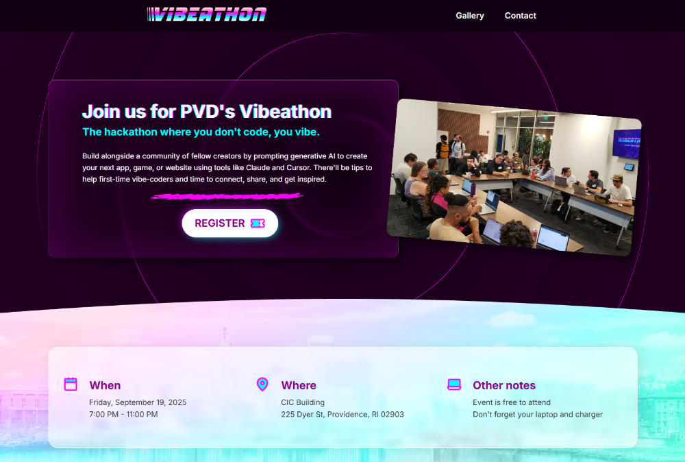 Vibeathon landing page